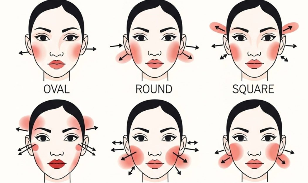 jawline blush trick, cheekbone lift