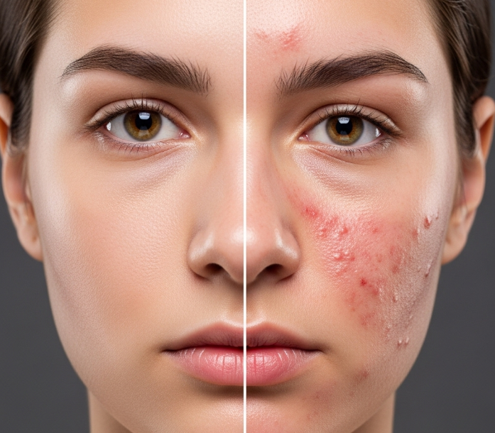 cleansing comparison video, skincare split screen